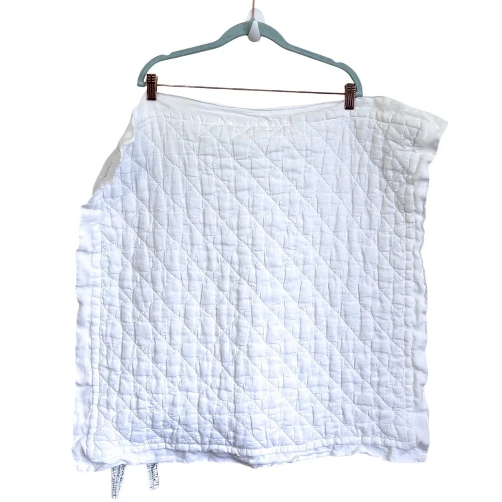Pottery Barn Diamond Quilted Euro Sham (1) White Linen Cotton Square 26